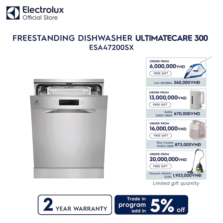 60 cm UltimateCare 300 freestanding dishwasher with 13 of place settings