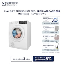 Máy sấy quần áo Electrolux thông hơi 8kg trắng