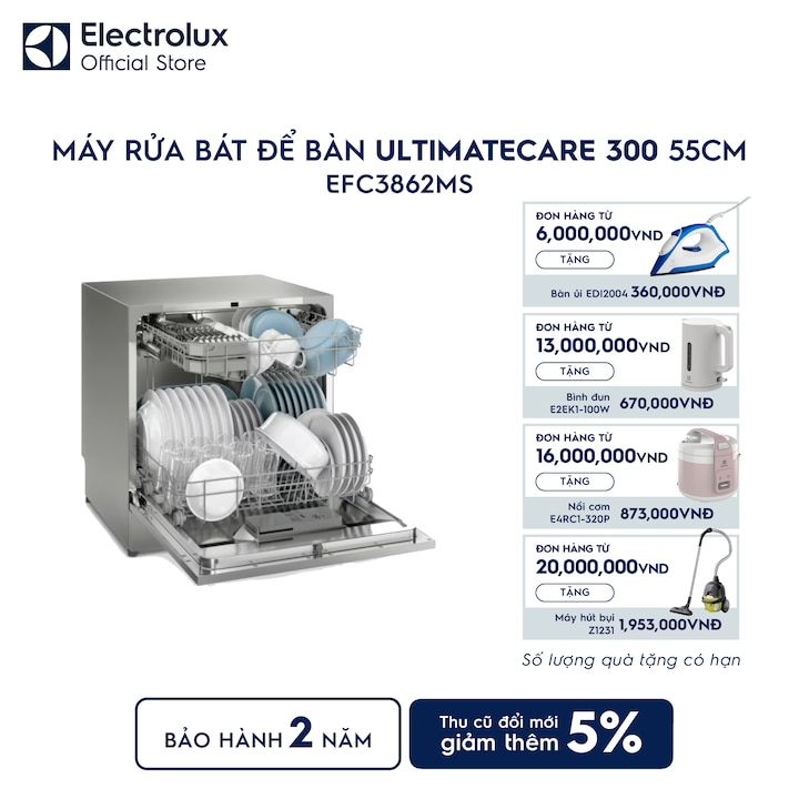 M&aacute;y rửa b&aacute;t để b&agrave;n UltimateCare 300 55cm cho 8 bộ ch&eacute;n đĩa