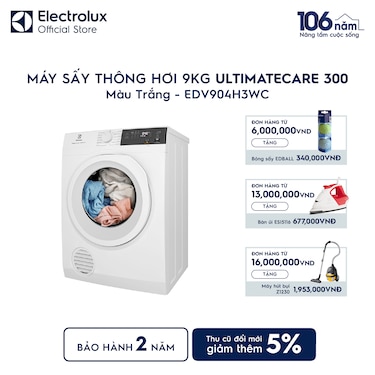 M&#225;y sấy Th&#244;ng hơi 9kg UltimateCare 300 - Trắng