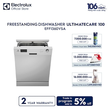 60 cm UltimateCare 100 freestanding dishwasher with 13 place settings