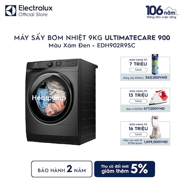 M&#225;y sấy Bơm nhiệt 9kg UltimateCare 900 - X&#225;m đen Onyx