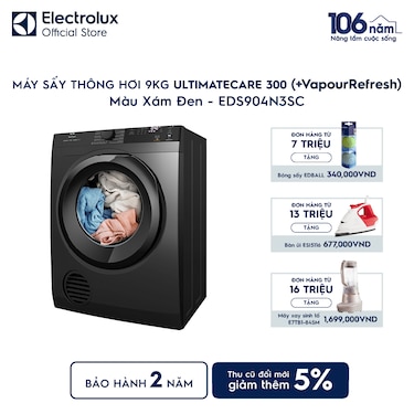 M&#225;y sấy Th&#244;ng hơi 9kg UltimateCare 300 -&#160; X&#225;m đen Onyx