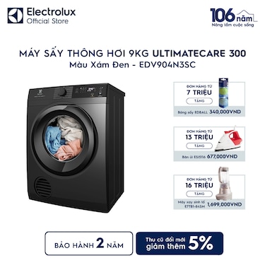 M&#225;y sấy Th&#244;ng hơi 9kg UltimateCare 300 -&#160; X&#225;m đen Onyx