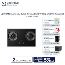 80cm UltimateTaste 500 built-in gas hob with 2 cooking zones