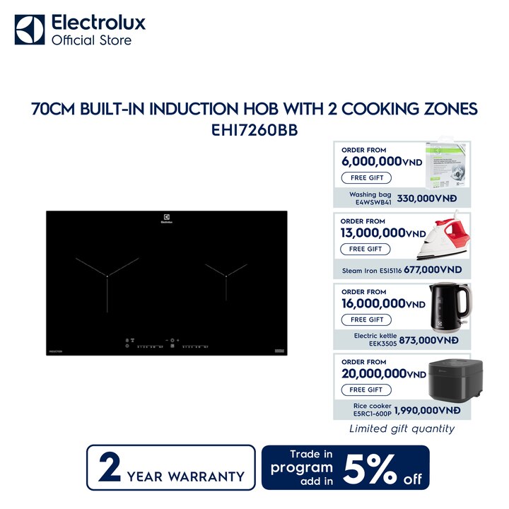 70cm built-in induction hob with 2 cooking zones