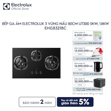 Bếp ga âm Electrolux 3 vùng nấu 80cm UT300 5kW, 1.8kW