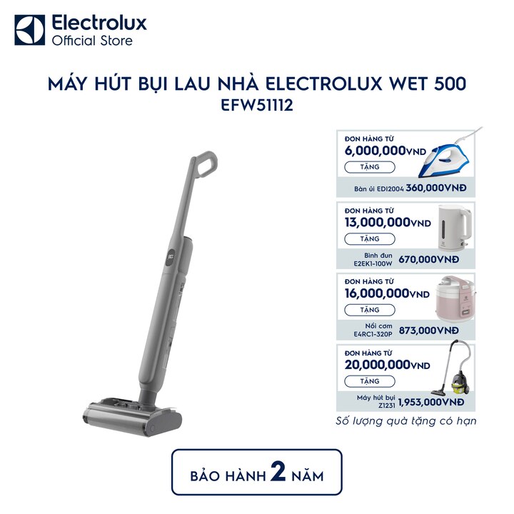 M&aacute;y h&uacute;t bụi lau nh&agrave; kh&ocirc;ng d&acirc;y Wet 500 17.4V - X&aacute;m