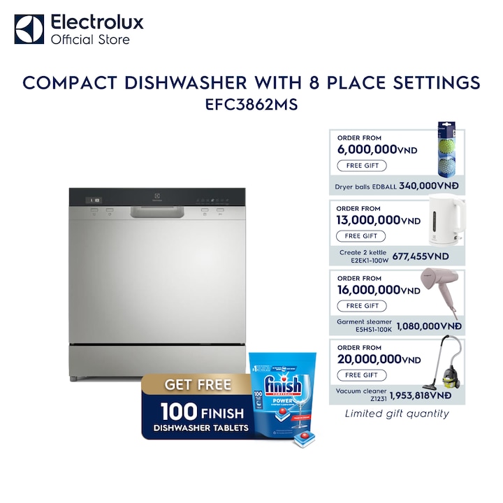 55cm UltimateCare 300 compact dishwasher with 8 place settings