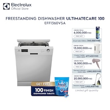 60 cm UltimateCare 100 freestanding dishwasher with 13 place settings