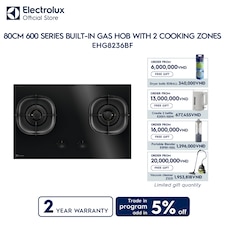80cm 600 Series built-in gas hob with 2 cooking zones