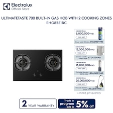 80cm UltimateTaste 700 built-in gas hob with 2 cooking zones