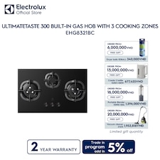 80cm UltimateTaste 300 built-in gas hob with 3 cooking zones