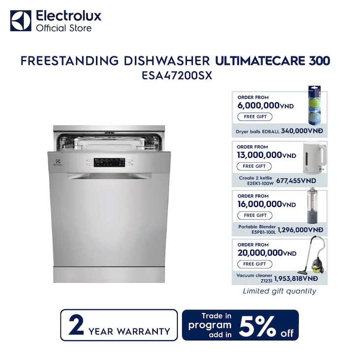 60 cm UltimateCare 300 freestanding dishwasher with 13 of place settings