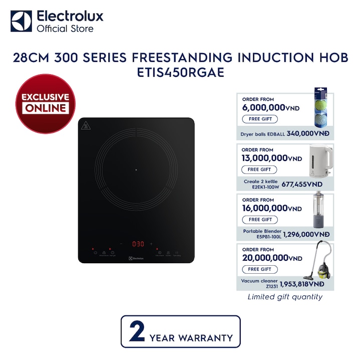 28cm 300 Series Freestanding induction hob with 1 cooking zones