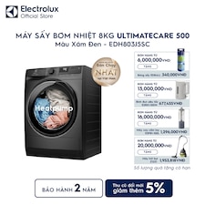 Máy sấy quần áo Electrolux bơm nhiệt 8kg UltimateCare 500 xám