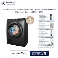 Máy sấy quần áo Electrolux thông hơi 9kg VapourRefresh xám