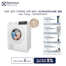 Máy sấy quần áo Electrolux thông hơi 8kg trắng