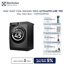 Máy giặt cửa ngang Electrolux 10kg UltimateCare 700 xám đen
