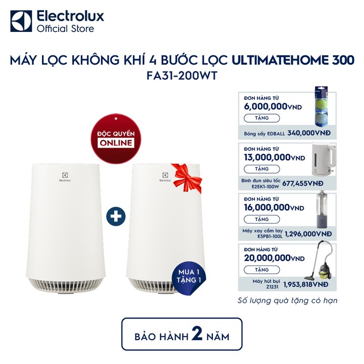 M&aacute;y lọc kh&ocirc;ng kh&iacute; Electrolux ph&ograve;ng 26m&sup2; UH300 bộ lọc HEPA