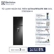 Tủ lạnh Electrolux ngăn đá trên 341L làm đá tự động Đen bóng