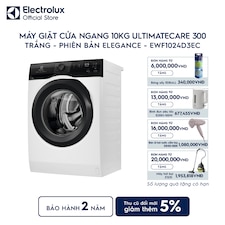 Máy giặt cửa ngang Electrolux 10kg UltimateCare 300 trắng - Phiên bản Elegance