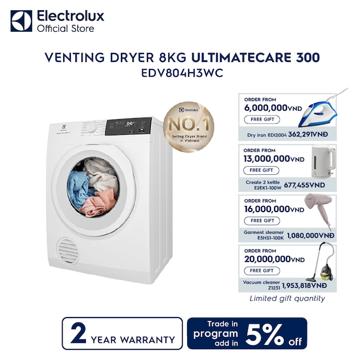 8kg UltimateCare 300 venting dryer