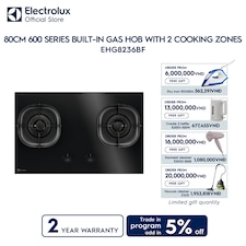 80cm 600 Series built-in gas hob with 2 cooking zones