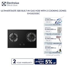 80cm UltimateTaste 500 built-in gas hob with 2 cooking zones