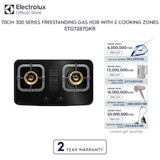 70cm 300 Series freestanding gas hob with 2 cooking zones