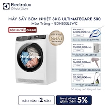 Máy sấy quần áo Electrolux bơm nhiệt 8kg UltimateCare 500
