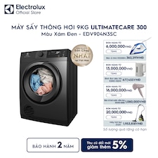 Máy sấy quần áo Electrolux thông hơi 9kg UltimateCare 300 xám