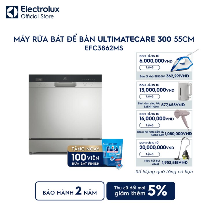 M&aacute;y rửa b&aacute;t để b&agrave;n 8 bộ 55cm UltimateCare 300 - Bạc