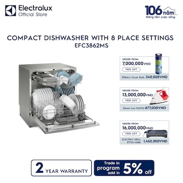 55cm UltimateCare 300 compact dishwasher with 8 place settings