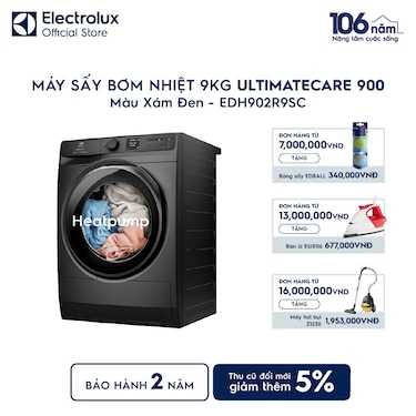 M&#225;y sấy Bơm nhiệt 9kg UltimateCare 900 - X&#225;m đen Onyx